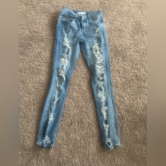Women's Distressed Blue Jeans - Picture 1 of 3